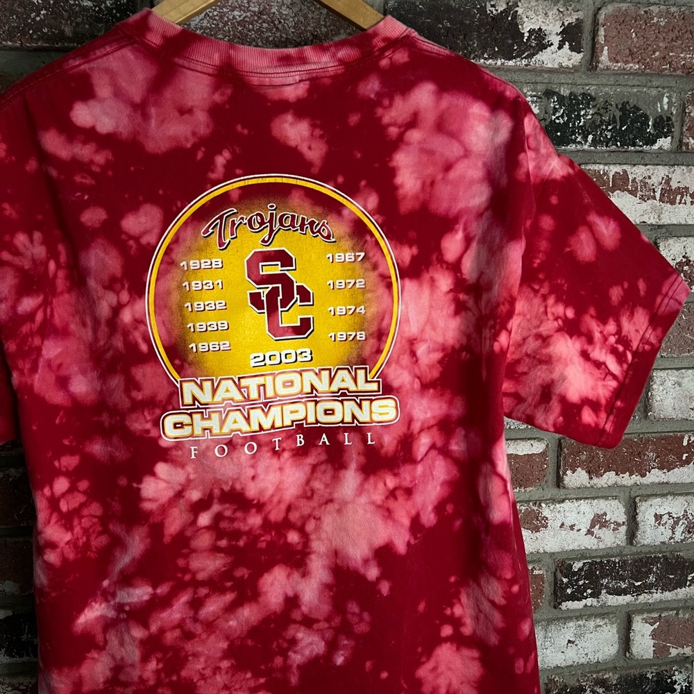 Vtg 2003 Southern California Trojans National Champions football Tiedye Mens Tee